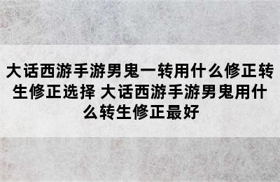 大话西游手游男鬼一转用什么修正转生修正选择 大话西游手游男鬼用什么转生修正最好